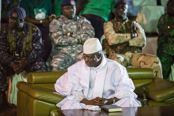 Veteran Gambian leader Yahya Jammeh in Banjul on November 29, 2016. PHOTO | MARCO LONGARI | NATION MEDIA GROUP