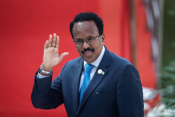 Somalia's President Mohamed Abdullahi Mohamed gestures while arriving at the Loftus Versfeld Stadium in Pretoria, South Africa, for the inauguration of Incumbent South African President Cyril Ramaphosa on May 25, 2019. PHOTO | MICHELE SPATARI | AFP