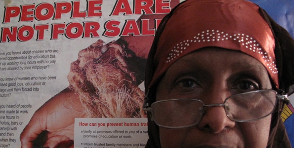 Human traffickers prefer crowded areas like Eastleigh in Nairobi to carry out their crime, while anti human trafficking activist Amina Kinsi (above), founder of Ngazi Moja Foundation in Eastleigh, fights the crime with the only weapons at her disposal. Photo/ ABDULLAHI JAMAA