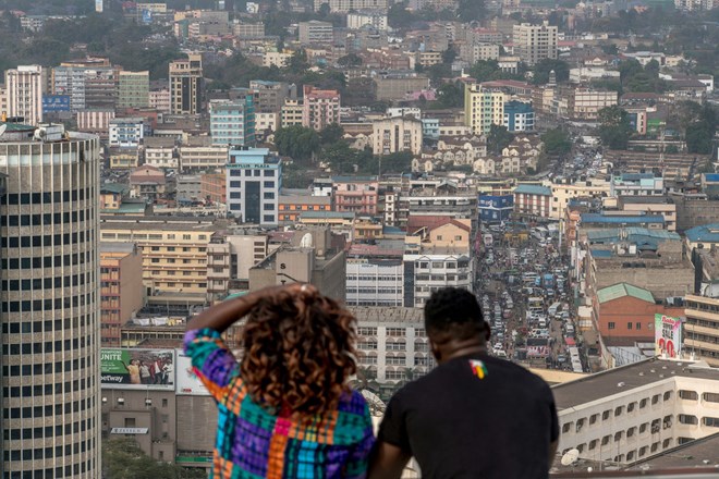 The view from the top of the Kenyatta International Convention Center (KICC) building in Nairobi. Credit Sam Wolson for The New York Times