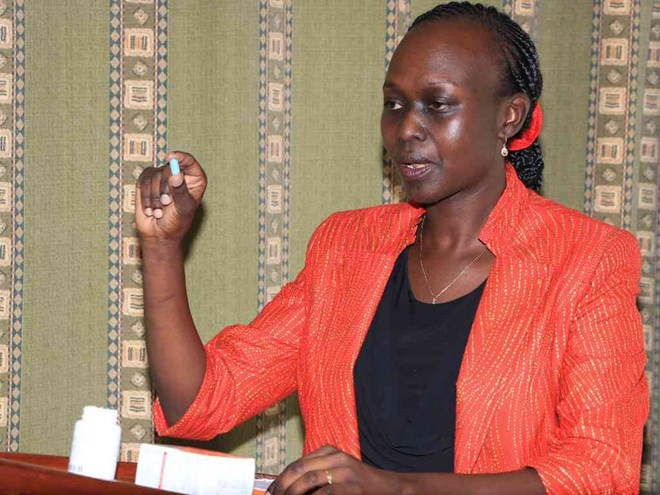 HIV Testing and prEP manager Sarah Masyoki explains to journalists how the oral prEP pill will help in preventing HIV negative persons from getting HIV.Photo Rhoda Odhiambo