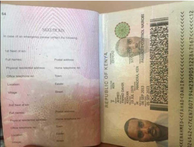 His Kenyan passport. [Courtesy]