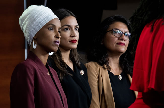 “I will not dignify it with an answer,” Representative Ilhan Omar, left, said of the president’s comments on Monday.
Credit - Anna Moneymaker/The New York Times